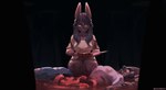 anthro biped black_background bodily_fluids corpse crying death duo ears_up female gore guts hair intestines kneeling knife long_hair looking_down organs simple_background tears text saucymauler spikedmauler_(fursona) lagomorph leporid mammal rabbit 2024 artist_name hi_res