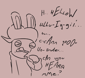 anthro asking backwards_hat bent_arm brown_background brown_clothing brown_eyes brown_hat brown_headwear brown_shirt brown_topwear buckteeth clothed clothed_anthro clothed_male clothing dialogue ellipsis hat headgear headwear lidded_eyes long_ears male male_anthro mitten_hands name_drop name_in_dialogue no_pupils question shirt simple_background solo teeth text topwear insert-thenewbl-here mario_bros mario_plus_rabbids_kingdom_battle nintendo raving_rabbids rayman_(series) ubisoft rabbid_luigi lagomorph mammal rabbid 2024 crossover digital_drawing_(artwork) digital_media_(artwork) english_description english_text half-length_portrait portrait sketch