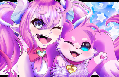 3_toes ambiguous_feral ambiguous_gender bangs blue_background blue_eyes blue_horn blush cheek_tuft chest_tuft circle_eyebrows clothing collar collar_tag duo eyebrow_through_hair eyebrows eyelashes facial_tuft fangs feet female female_humanoid feral fluffy_ears fur hair happy heart_pawpads horn humanoid_pointy_ears larger_female larger_humanoid light long_ears long_hair multicolored_body multicolored_fur one_eye_closed pawpads paws pigtails pink_body pink_bow pink_collar pink_eyebrows pink_fur pink_hair pink_pawpads pink_ribbon pointy_ears shirt simple_background size_difference smaller_ambiguous smaller_feral smile smiling_at_viewer star_(shape) tan_body tan_skin teeth text toes topwear translucent translucent_hair tuft two_tone_body two_tone_fur white_clothing white_shirt white_topwear foxroddraws vtuber chat_the_magical_dog chibidoki canid canine horned_humanoid humanoid mammal 2024 artist_name colored digital_drawing_(artwork) digital_media_(artwork) english_description french_text hi_res lighting shaded male_(lore)