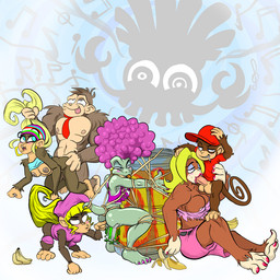 abs afro all_fours anthro balls banana bdsm blonde_hair blush bondage bound breasts butt cigarette cleavage clothed clothing doggystyle ear_piercing ear_ring erection fellatio female fingering food from_behind_position fruit g_clef genitals group group_sex hair hair_grab hoop_ear_ring interspecies male male/female mind_control muscular muscular_male musical_clef musical_note musical_symbol nipples nude open_mouth oral oral_penetration pecs penetration penile penis piercing pink_hair plant ring_piercing sex sex_toy strapped_in_toy symbol tail tiki_tak_tribe tongue toony touching_hair vaginal vibrator young r!p dk_rap donkey_kong_(series) donkey_kong_country_returns nintendo candy_kong diddy_kong dixie_kong donkey_kong_(character) kalypso tiny_kong ape crocodilian haplorhine kong kremling mammal monkey primate reptile scalie 1:1 digital_media_(artwork)