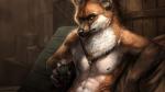 abs aiming_at_viewer anthro brown_body brown_fur claws crate cross cross_necklace frown fur gun handgun holding_gun holding_object holding_ranged_weapon holding_weapon jewelry male muscular muscular_anthro muscular_male navel necklace nude orange_body orange_fur pistol ranged_weapon scar solo syriac_cross weapon white_body white_fur rhyu sam_(sawolf151) canid canine mammal maned_wolf