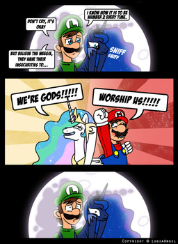 blue_eyes comic crossover crown equine facial_hair female feral friendship_is_magic hair hat horn horse human lugiaangel luigi male mammal mario mario_bros moon multicolored_hair mustache my_little_pony nintendo overalls pony princess princess_celestia_(mlp) princess_luna_(mlp) purple_eyes royalty video_games winged_unicorn wings
Rating: Safe
Score: 6
User: anthroking
Date: March 24, 2013 blue_eyes comic crossover crown equine facial_hair female feral friendship_is_magic hair hat horn horse human lugiaangel luigi male mammal mario mario_bros moon multicolored_hair mustache my_little_pony nintendo overalls pony princess princess_celestia_(mlp) princess_luna_(mlp) purple_eyes royalty video_games winged_unicorn wings
Rating: Safe
Score: 6
User: anthroking
Date: March 24, 2013