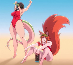1_horn big_breasts big_tail black_hair blue_background breasts brown_hair brown_tail clothed clothing duo female female_humanoid gradient_background green_ears green_horn green_tail hair holding_nintendo_switch horn humanoid_pointy_ears long_hair navel nipple_outline pointy_ears raised_tail red_one-piece_swimsuit short_hair simple_background sitting spiked_tail spikes spikes_(anatomy) standing tail thick_thighs wide_hips yellow_background randomtanstudio jesse_(randomtanstudio) liza_(randomtanstudio) animal_humanoid humanoid lizard_humanoid mammal mammal_humanoid reptile reptile_humanoid rodent rodent_humanoid scalie scalie_humanoid sciurid sciurid_humanoid tree_squirrel_humanoid animated no_sound short_playtime video