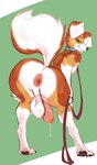 anthro anus backsack balls bedroom_eyes bent_over big_anus big_balls big_butt big_penis bodily_fluids brown_body brown_fur butt butt_focus button_ears collar collar_only detailed_anus digitigrade dripping eyelashes femboy floppy_ears fluffy fluffy_tail foreskin fur genital_fluids genitals green_eyes humanoid_genitalia humanoid_penis leash leashed_collar looking_at_viewer looking_back looking_back_at_viewer male narrowed_eyes nude paws penis precum precum_drip presenting presenting_anus presenting_hindquarters raised_tail saggy_balls seductive solo tail uneven_balls dado463art nirvana3 daven_(dado463art) canid canine canis domestic_dog mammal digital_media_(artwork) hi_res