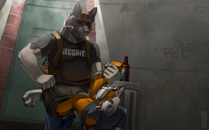 age_difference alcohol all_fours alley anal anal_penetration animal_genitalia anthro beer beverage biceps bodily_fluids bottomwear bottomwear_down bouncer cigar clothed clothed_sex clothing doggystyle dominant duo ear_piercing erection eyes_closed food forced from_behind_position genitals gun industrial_piercing larger_dom long_story looking_pleasured male male/male male_penetrated male_penetrating male_penetrating_male muscular nightclub obscured_anal open_mouth pants pants_down partially_clothed penetration penis piercing raised_tail ranged_weapon rape rough_sex security sex sheath shirt size_difference slightly_chubby smoke smoking tail tail_grab tears teeth text text_on_clothing text_on_shirt text_on_topwear topwear unprofessional_behavior weapon keto akita canid canine canis domestic_dog fox mammal spitz 16:10 story story_in_description wallpaper widescreen