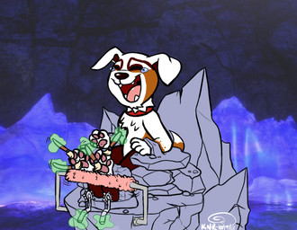 anthro black_nose bodily_fluids brown_body brown_fur brush chair collar crying_laughing eyes_closed feet floppy_ears folded_ears fur furniture laugh male multicolored_body multicolored_fur on_chair open_mouth open_smile paintbrush pawpads paws pink_pawpads pink_tongue red_collar restrained rock sitting sitting_on_chair smile solo tail tears teeth tickle_fetish tickle_torture tickling tickling_feet tongue white_body white_fur kaeotical lost_in_oz the_wonderful_wizard_of_oz toto_(the_wonderful_wizard_of_oz) canid canine canis domestic_dog mammal