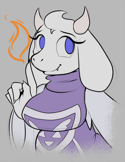 2_horns anthro blue_eyes breasts closed_smile clothed clothed_anthro clothed_female clothing delta_rune_(emblem) elemental_manipulation eyelashes female fire fire_manipulation fur grey_background head_tuft horn mouth_closed purple_clothing purple_robe robe simple_background smile solo symbol tuft white_body white_fur conditional_dnp teckworks undertale_(series) toriel boss_monster_(undertale) bovid caprine goat mammal 2015 digital_drawing_(artwork) digital_media_(artwork) english_description half-length_portrait portrait