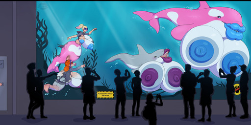 ambiguous_gender aquarium big_breasts big_butt blonde_hair boots bottomwear breast_expansion breasts busty_feral butt clothing expansion female feral footwear genitals grey_body group hair huge_breasts human_to_feral hyper hyper_breasts kelp lip_expansion lips nipples pants pink_body ponytail shoes smile species_transformation standing swimming text thick_lips torn_clothing transformation transformation_sequence underwater vivarium vulva water lebustyferals aquatic cetacean dolphin human mammal oceanic_dolphin orca toothed_whale 2025 digital_media_(artwork) english_text hi_res sequence