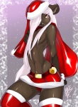 anthro bag bell belt biped bottomwear breasts clothed clothing female hair hat headgear headwear holidays legwear long_hair miniskirt nipples skirt solo standing stockings topless white_hair peritian third-party_edit christmas acacia_prium mammal marsupial vombatiform wombat