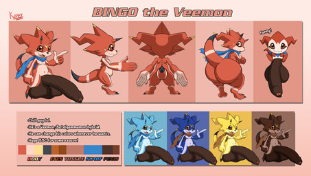 5_fingers anthro baby_digimon back_spikes balls big_balls big_butt big_penis blue_body blue_scarf brown_balls brown_body brown_eyes brown_penis brown_scarf butt claws crossed_arms digitigrade fingers foreskin genitals horn huge_balls huge_penis humanoid_genitalia humanoid_penis hyper hyper_balls hyper_genitalia hyper_penis kerchief looking_at_viewer looking_back male mostly_nude multicolored_body multiple_poses navel neonate penis pink_body pose rear_view red_body scarf scarf_only side_view slightly_chubby slightly_chubby_male smile smiling_at_viewer solo spikes spikes_(anatomy) surprised tail toe_claws yellow_body young kiffy_(artist) bandai_namco digimon bingo_(kiffy) fan_character betelgammamon demiveemon digimon_(species) hybrid hybrid_digimon veemon absurd_res hi_res model_sheet
