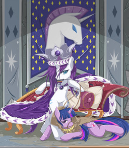 2011 blue_eyes bridle cape crop crown cutie_mark duo equine female friendship_is_magic hair hair_over_eye hood horn horse inside jinzhan lesbian long_hair looking_at_viewer lying mammal my_little_pony on_front pony purple_eyes purple_hair rarity_(mlp) riding_crop sofa twilight_sparkle_(mlp) unicorn
Rating: Questionable
Score: 30
User: DragonRanger
Date: February 20, 2012
