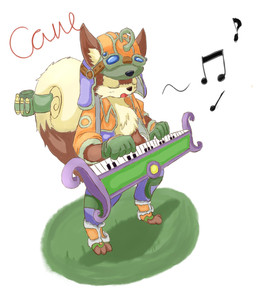 anthro clothed clothing fur kemono keyboard_instrument keytar male musical_instrument note open_mouth singing solo white_body white_fur koji2082235 fairy_musketeers cane_(fairy_musketeers) 2014 hi_res