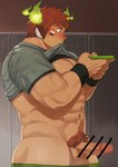 abs balls blush bottomless cellphone clothed clothing clothing_lift electronics erection football_player genitals horn humanoid_genitalia humanoid_penis locker_room male muscular muscular_humanoid muscular_male navel pecs penis phone pubes shirt shirt_lift smartphone solo topwear hisbam_hisbam lifewonders tokyo_afterschool_summoners wakan_tanka_(tas) buffalo_humanoid horned_humanoid humanoid censored hi_res