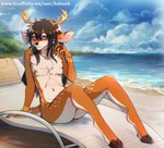 anthro antlers arm_markings bangs beach beach_chair black_eyebrows black_hair black_hooves black_nose blue_sky brown_body brown_fur casual_nudity cloud countershading day ear_markings eyebrow_through_hair eyebrows femboy fingers fluffy fluffy_chest fur grey_eyes grey_sclera hair hair_between_eyes hooves horn humanoid_hands leg_markings long_hair looking_at_viewer male male_anthro markings mouth_closed multicolored_body multicolored_fur navel nude nude_anthro nude_male outdoor_nudity outside pose sitting sky slim slim_anthro slim_male solo spots spotted_body spotted_fur sunbathing tail three-quarter_view touching_hair translucent translucent_hair unguligrade water white_body white_countershading white_fur white_inner_ear white_markings white_spots yellow_antlers yellow_horn yellow_markings yellow_spots balnurk elenary deer mammal 2024 full-length_portrait hi_res pinup portrait