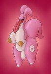 anthro big_breasts black_eyes breasts fusion genitals gynomorph huge_breasts intersex long_tongue nipples penis pink_body pokemon_fusion solo tail tongue yellow_nipples jovi_cap nintendo pokemon generation_1_pokemon generation_6_pokemon goodra hybrid lickitung pokemon_(species) hi_res