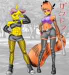 anthro duo female female/female kaizooki garfield_(series) garfield_the_cat gothfield odie_the_dog canid canine canis domestic_cat domestic_dog felid feline felis mammal absurd_res hi_res