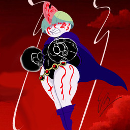 angry anthro breasts clenched_teeth clothed clothing female green_hair hair not_furry red_sky simple_background sky solo teeth white_body wide_hips eddiebrije cartoon_network dc_comics nintendo pokemon teen_titans teen_titans_(television_series) raven_(dc) generation_3_pokemon pokemon_(species) ralts absurd_res hi_res
