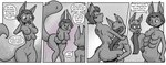 2022 4_breasts 6_breasts anthro bedroom_eyes breasts comic dialogue domino_mask duo english_text eyemask eyewear featureless_crotch female fur green_eyes hair hi_res male male/female mammal mask multi_breast narrowed_eyes naturally_censored navel nipple_tuft nude pregnant propositioning rodent scarf sciurid seductive sex shieltar text tree_squirrel tuft wearing_mask