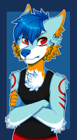 anthro black_clothing black_shirt black_tank_top black_topwear chest_tuft clothing crossed_arms fluffy fluffy_chest grumpy looking_away male shirt solo tank_top topwear tuft falcon_woodwere arctic_wolf canid canine canis mammal wolf absurd_res alpha_channel hi_res