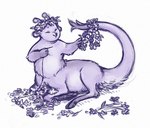 accessory eyes_closed eyestalks female flower flower_accessory flower_crown flower_in_hair hair hair_accessory hooves plant sewing_needle slightly_chubby smile solo stinger_tail c_rowles_(artist) animorphs alien andalite taur