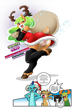 anthro christmas_clothing christmas_headwear clothing dialogue female hat headgear headwear holidays male panties santa_hat simple_background speech_bubble underwear white_background boastudio christmas friendship_is_magic hasbro my_little_pony mythology princess_ember_(mlp) the_smooze thorax_(mlp) changeling deer dragon mammal mythological_creature mythological_scalie new_world_deer reindeer scalie hi_res