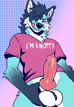 animal_genitalia animal_penis anthro balls black_nose blue_body blue_fur bottomless bottomless_male canine_genitalia canine_penis clothed clothing ear_piercing ear_ring erection fur genitals gloves_(marking) halftone_background halftone_dots knot knotted_penis licking licking_lips looking_at_viewer male markings naughty_face pattern_background penis piercing pink_penis pink_tongue presenting presenting_penis ring_piercing selfie shirt simple_background smile solo standing text text_on_clothing text_on_shirt text_on_topwear tongue tongue_out topwear white_body white_fur vinxent kaibly_(kaibly) canid canine canis mammal maned_wolf absurd_res english_text halftone hi_res