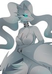 anthro big_breasts blue_eyes breasts featureless_breasts female fur neck_ring nude simple_background solo white_background white_body white_fur dragonryuusuki mythology nintendo pokemon dragon generation_5_pokemon legendary_pokemon mythological_creature mythological_scalie pokemon_(species) reshiram scalie hi_res