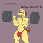 anthro barbell bicep_curl bulge clenched_teeth clothing exercise eyewear hypnosis male mind_control muscular muscular_male simple_background solo speedo sunglasses swimwear teeth weightlifting workout dirtymac canid canine canis domestic_dog mammal jim_(disambiguation) 1:1 absurd_res hi_res