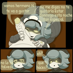 anthro big_breasts big_butt big_penis breasts butt creepy_face dialogue duo erection female genitals glans machine male male/female penis scary speech_bubble text thick_thighs tannicfer glitch_productions murder_drones cyn_(murder_drones) n_(murder_drones) robot robot_anthro 1:1 comic hi_res spanish_text translated