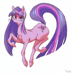 1_horn bodily_fluids cutie_mark eyebrow_through_hair eyebrows female female_feral feral hair hooves horn long_hair looking_at_viewer mane multicolored_hair open_mouth pink_body purple_eyes purple_horn purple_mane purple_tail quadruped raised_leg raised_tail simple_background solo tail tears translucent translucent_hair white_background yserebryakov friendship_is_magic hasbro my_little_pony mythology twilight_sparkle_(mlp) equid equine mammal mythological_creature mythological_equine unicorn aliasing digital_media_(artwork) dithering