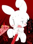 blush bodily_fluids clitoris dialogue female genitals open_mouth pussy saliva solo sound_effects spread_legs spreading text tongue tatwuyan maina-chan my_number_mascot lagomorph leporid mammal rabbit 2016 hi_res japanese_text translated