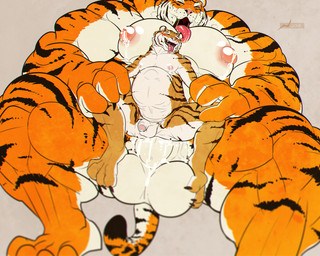 4_fingers 4_toes abdominal_bulge abs anal anal_penetration anthro balls biceps big_balls big_muscles big_nipples big_pecs big_penis black_body black_fur black_stripes blush bodily_fluids claws cum cum_in_ass cum_inside dominant duo erection extreme_penetration eyes_closed feet fingers flaccid foot_on_balls foreskin fur genital_fluids genitals huge_balls huge_muscles huge_nipples huge_pecs huge_penis humanoid_genitalia humanoid_penis hyper hyper_balls hyper_genitalia hyper_muscles hyper_nipples hyper_pecs hyper_penis lactating larger_dom larger_male male male/male male_lactation male_penetrated male_penetrating male_penetrating_male milk muscular muscular_male nipples nude open_mouth orange_body orange_fur orgasm partially_retracted_foreskin pecs penetration penis penis_shaped_bulge pink_nipples pink_nose ridiculous_fit saliva sex sharp_teeth simple_background sitting size_difference smaller_male smaller_penetrated smile spread_legs spreading striped_body striped_fur stripes teeth thick_penis thick_thighs toe_claws toes tongue tongue_out vein veiny_penis white_balls white_body white_fur white_penis danandnite nolan_(nolan) felid mammal pantherine tiger 2018 5:4 hi_res