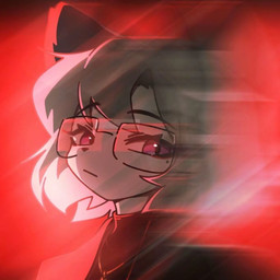 anthro clothed clothing eyewear female glasses grey_hair hair pink_eyes solo wearing_glasses unknown_artist mammal species_request 1:1 red_theme