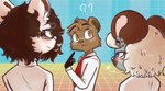 anthro blush clothing female group heart_pupils male male/female necktie question_mark shirt threesome_invitation topwear trio sophie_hunlewd sophie_hunnyt_(artist) mila_resigumi_(kirobutt) sophie_(sophie_hunnyt) domestic_ferret herpestid mammal mongoose mouse murid murine mustelid musteline rodent true_musteline weasel hi_res