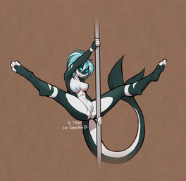 4_toes 5_fingers anthro areola big_breasts blue_eyes blue_hair breasts clitoral_hood dancing eyebrows eyelashes feet female fin fingerless_(marking) fingers genitals green_eyes hair looking_at_viewer multicolored_hair nipples nude pole pole_dancing solo spread_legs spreading stripper_pole toeless_(marking) toes two_tone_hair vulva f-r95 sofia_(darkriderx) aquatic cetacean dolphin mammal oceanic_dolphin orca toothed_whale 2017 digital_media_(artwork) full-length_portrait hi_res portrait shaded