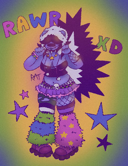 alternative_fashion anthro armwear bangs beaded_jewelry beads belly belt big_breasts big_nose big_tail black_hair black_nose black_tail blue_tongue boots bottomwear breasts claws cleavage clothed clothing collar cute_fangs dancewear emo emo_haircut fangs female fishnet_armwear fishnet_clothing fishnet_legwear fluffy footwear frilly fur hair hair_over_eyes hat headgear headwear jewelry kandi_(jewelry) leg_warmers legwear long_nails low_cut_shirt microskirt miniskirt pattern_clothing pattern_footwear pattern_legwear pattern_socks periwinkle_fur playful pleated_skirt pom_poms purple_body purple_fur rainbow rainbow_background rawr round_ears scene_(fashion) shirt shoes simple_background skirt slightly_chubby socks solo spiked_collar spiked_tail spikes spikes_(anatomy) star star_pattern stockings striped_clothing striped_footwear striped_socks stripes studded_belt studs tail tank_top teeth thick_thighs thigh_highs thigh_socks thong thong_straps tongue tongue_out topwear torn_clothing torn_legwear torn_shirt torn_stockings torn_topwear tube_top tutu underwear winter_hat sweetierattie raxx mammal mephitid skunk colorful_theme hi_res watermark agender_(lore)