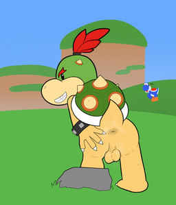 anus bracelet butt claws eyebrows green_body green_shell green_skin grin hair heart_eyes heart_symbol horn jewelry looking_at_viewer looking_back male musk musky_anus musky_ass musky_balls musky_butt musky_penis presenting presenting_anus presenting_balls raised_leg raised_tail red_eyebrows red_hair shell smegma smile smiling_at_viewer smirk smirking_at_viewer spiked_bracelet spiked_shell spikes spikes_(anatomy) spread_butt spreading steam steaming_body tail text tied_hair yellow_body yellow_skin young young_male yaginioi mario_bros nintendo bowser_jr. blue_yoshi dragon_koopa koopa scalie yoshi absurd_res hi_res