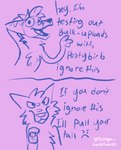 anthro conditional conditional_threat dialogue emoticon talking_to_viewer text threatening threatening_violence luckfoxo33 tolng canid canine deer fox hybrid mammal comic english_text hi_res sketch