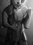 4_fingers anthro clothed clothing fingers fur inviting jumpsuit licking licking_lips licking_own_lips male open_mouth pose self_lick simple_background smile solo standing teasing teeth tongue tongue_out undressing whiskers aquaticas guardians_of_the_galaxy marvel rocket_raccoon mammal procyonid raccoon 2017 digital_media_(artwork) greyscale hi_res monochrome pinup