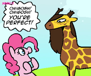 big_butt blue_eyes blush butt dialogue duo eyelashes female feral freckled_face freckles genitals gynomorph intersex long_eyelashes shaking_butt text twerking vulva waffafries friendship_is_magic hasbro my_little_pony no_nut_november pinkie_pie_(mlp) waffa_(waffafries) earth_pony equid equine giraffe giraffid horse mammal pony animated animated_webp english_text meme