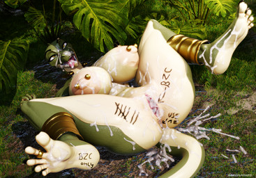 5_toes after_sex ahegao anklet anthro bodily_fluids body_writing breasts claws cum cum_covered cum_in_mouth cum_in_vagina cum_inside cum_on_breasts cum_on_face cum_on_feet digit_ring eyebrow_piercing facial_piercing feet female forest genital_fluids gold_(metal) jewelry jungle looking_pleasured lying messy nipple_piercing nipples on_back piercing plant ring soles solo spread_legs spread_toes spreading tally_marks toe_claws toe_ring toes torc tree yellow_eyes darkflash23 abruna_(character) crocodilian reptile scalie 3d_(artwork) digital_media_(artwork) hi_res