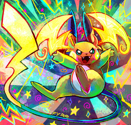ambiguous_gender belly casting_spell electricity fangs feral fur jumping orange_body orange_fur slightly_chubby solo star teeth thunder white_belly blitzdrachin conditional_dnp nintendo pokemon pokemon_legends_z-a generation_9_pokemon mammal mega_evolution mega_raichu mega_raichu_y pokemon_(species) rodent 2025 colorful_theme digital_media_(artwork) digital_painting_(artwork) painting_(artwork)
