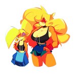 anthro big_breasts blonde_hair bottomwear bra breast_size_difference breasts bulging_breasts cleavage clothed clothing duo female hair larger_female long_hair overalls shorts side_boob size_difference smaller_female sports_bra underwear jdwalkrat activision crash_bandicoot_(series) sports_bra_difference_meme coco_bandicoot tawna_bandicoot bandicoot mammal marsupial hi_res