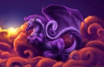 ambiguous_gender blue_eyes claws cloud feral fur horn membrane_(anatomy) membranous_wings nude outside purple_body purple_fur sky skyscape solo tail wings curiodraco mythology dragon furred_dragon furred_scalie mythological_creature mythological_scalie scalie 2012