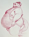 anthro belly big_belly bulge clothing humanoid_hands male moobs nipples obese obese_male overweight overweight_male solo underwear karrnade mammal murid murine rat rodent 2023 hi_res