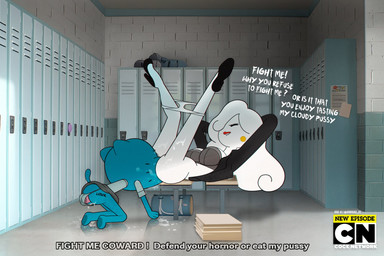 anthro bite biting_lip blue_body blue_fur bodily_fluids body_writing breasts butt clothed clothing clothing_around_legs cloud cunnilingus dialogue duo female female/female fur genital_fluids genitals hair locker_room mature_anthro mature_female media_accurate open_clothing open_shirt open_topwear oral panties panties_around_legs partially_clothed sex shirt text topwear underwear underwear_around_legs vaginal goz-o cartoon_network the_amazing_world_of_gumball nicole_watterson yuki_yoshida air_creature air_humanoid cloud_humanoid domestic_cat elemental_creature elemental_humanoid felid feline felis humanoid living_cloud mammal english_text hi_res