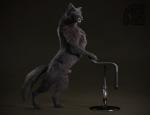 animal_genitalia anthro black_body black_claws black_fur black_nose black_sheath brown_background brown_eyes chair claws detached_sheath digitigrade feral fully_sheathed fur furniture genitals handpaw male open_mouth open_smile paws pose presenting_genitalia presenting_sheath realistic realistic_feral semi-anthro sheath simple_background smile solo standing stool teeth cosmiclife romeo_(cosmiclife) canid canine canis mammal wolf 3d_(artwork) digital_media_(artwork) hi_res pinup