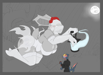 anthro blush border clothing dress duo female grey_border lamp lantern legwear male male/female priest priest_robes stockings veil wedding_dress jizzus nintendo pokemon lilly_(jizzus) ollie_(jizzus) generation_1_pokemon generation_3_pokemon ghost lagomorph leporid mammal nidorina pokemon_(species) rabbit reptile scalie seviper snake spirit