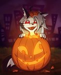 anthro female food fruit holidays plant pumpkin solo mlavieer halloween helluva_boss loona_(helluva_boss) canid demon mammal monster