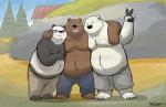 anthro belly group hug outside dj-rodney cartoon_network we_bare_bears grizzly_(we_bare_bears) ice_bear_(we_bare_bears) panda_(we_bare_bears) bear brown_bear giant_panda grizzly_bear mammal polar_bear ursine